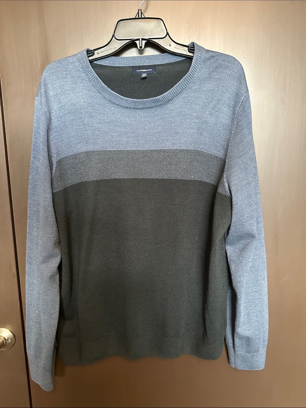 Croft & Barrow Men's Blue Acrylic Crew Neck Sweater Size XL